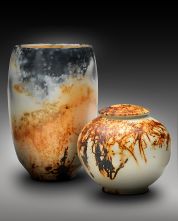 Tall Bowl with Lidded Jar, Saggar Fired
